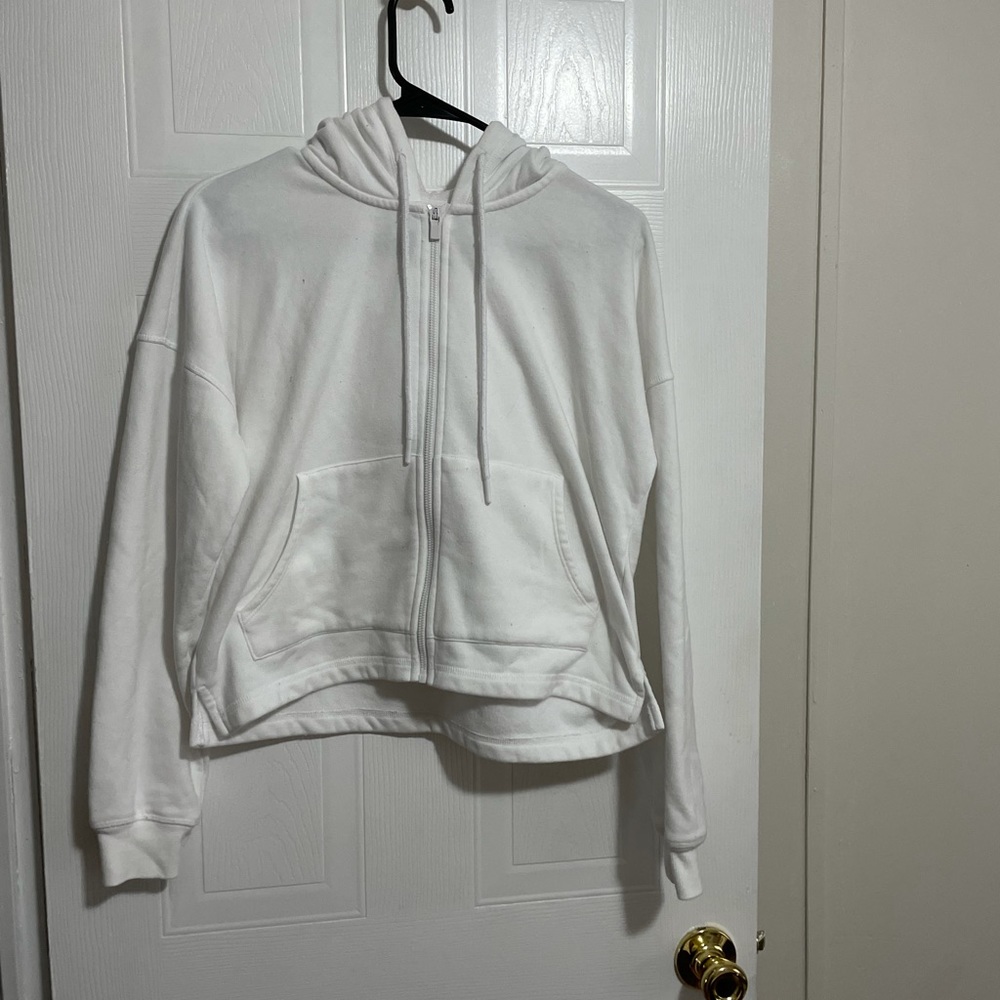 White Zip Up Sweat Shirt